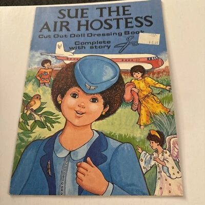 Sue the Air Hostess Uncut Vintage Paper Doll Book England Flight Attendant PD4