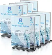 Toowood Menu Sign Holder, Double-Sided T-Shaped Transparent Acrylic Place Car...
