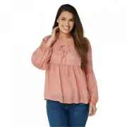 Haute Hippie Tribe Womens 'Avery' Peasant Blouse Tie Neck A370019 ROSETT Small