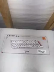Logitech Pop Icon Keys Compact Wireless Keyboard, White/Orange 920-012935