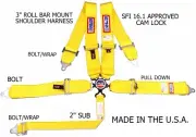 RJS SFI 16.1 CAM LOCK 5 POINT ROLL BAR MOUNT BOLT IN HARNESS YELLOW 1031706