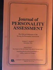 New JOURNAL OF PERSONALITY ASSESSMENT PAPERBACK BOOK Volume 67 No. 3 Dec. 1996