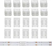Clearhill 10mm 4Pin 10Pcs Transparent Solderless RGB LED Light Strip Connectors,Strip to Strip Connectors,for 5V/12V/24V RGB LED Strips,No Soldering Required,Secure Connection.