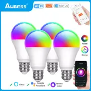 Aubess Tuya Wifi Smart Led Bulb E27 15W RGBCW Dimmable Lamp, Smart Life APP Con