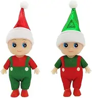 [JHBEMAXS] Mini Elf Doll Twins Tiny Baby Elves Set Overalls Kindness Kid Craft Babies Doll Toy Santa Accessories Stocking Stuffer for Girls Boys Kids Teens Adults (Pack of 2 Pieces)