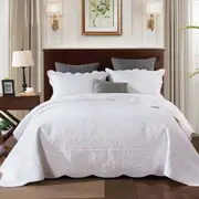 King Antique White Coverlet Set