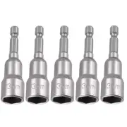 5pcs Power Screwdriver Nut Driver Bit Set Sizes 13mm 1/4” Hex Shank Impact Nu...