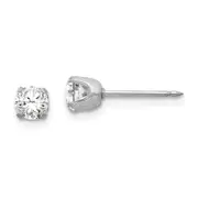 14K White Gold Inverness 4.25mm Cz Post Earrings