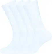 [ASSOTS] LONDON Women's Crew Socks Full Length Cotton Blend Solid Color | Lightweight Crew Casual Wear Business Sock, Pack of 4 Socks, Color - 4 White, Size - 6 to 9, 4 White