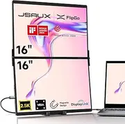 JSAUX Portable Monitor FlipGo Pro 16" 2.5K Dual Monitor for Laptop Screen Extender, IPS 60Hz Stacked Folding Triple Monitor for MacBook, Support Mac/Windows/PC/Linux, Magnetic Design & VESA Mountable