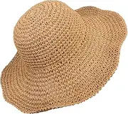 [UTOWO] Women Crochet Floppy Straw Hat Soft Beach Sun Hat Travel Large Lady Bucket Hat Summer Foldable Medium