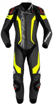 Spidi Laser Pro One Piece Perforated Motorcycle Leather Suit, black-yellow, Size 50 for Men Black Yellow