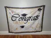 Congratulations Giant white Banner with classmates signature pens class school