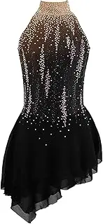[Zagitova] Ice Figure Skating Dress for Girls Sleeveless Gradient Women Competition Dance Costume with Shiny Rhinestone