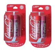 Coca Cola Lip Smackers Chap Stick Balm 2pk - 4 pcs Original & Cherry Cola NIP