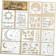 12 Pieces Moon Star Cloud Stencils for Painting Reusable Drawing Painting