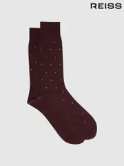 Reiss Bordeaux Mario Spot Polka Dot Socks (U49338) | $20