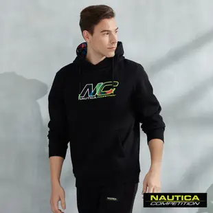 NAUTICA男裝 COMPETITION撞色LOGO長袖帽T-黑