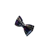 Boys Navy, Black, Gold & Pink Plaid Patterned Bow Tie