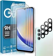 【3+3 Pack 】T Tersely Screen Protector for Samsung Galaxy A34 5G with 3 Pack Camera Lens Protector, Tempered Glass Film, 9H Hardness, Ultra-clear, Shatterproof Anti-Scratch Film Screen Protector