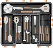 Cutlery Drawer Organiser With 4-Sided Expandable, Cutlery Organiser 6 Compartment, Movable Knife Organizers For Kitchen And Cutlery Tray,Forks, Knives And Gadgets