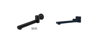 180° swivel brass wall bath spout matt black round / square