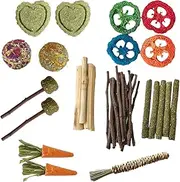 Rabbit Wood Toys, Hamster Rabbit Wood Teething Treats, Chew Treats Supplies Safe Chinchillas Teeth Care for Play Activity Enrichment
