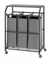 Trinity 3-bag Laundry Cart with Flip-up Top