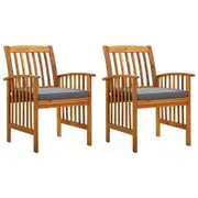 Garden Dining Chairs 2 pcs with Cushions Solid Acacia Wood
