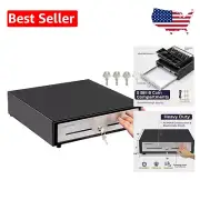 Stylish Black and Stainless Steel Cash Register Drawer with Removable Money Tray