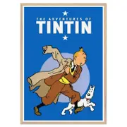 Galrie The Adventures of Tintin Iconic Art Print - Classic Comic Cover Decoration, Wood Frame, A4 21 x 30cm (8 x 12inch)