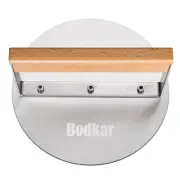 Smash Burger Press Stainless Steel 6 Inch Round Burger Smasher with Wood Hand...