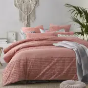 Tufted 100% Washed Cotton Clay Quilt Cover QUEEN KING Doona Duvet Set