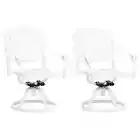 2x Swivel Garden Chairs Set Outdoor Patio Balcony Lounge Cast Aluminium White