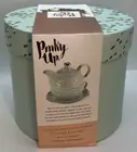 Addison Pinky Up Tea Set For 1 Green Ceramic 12 Oz. Teapot 8 Oz. Teacup & Saucer