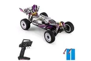 Wltoys 124019 High Speed Racing Car 55km/h 1/12 2.4GHz RC Car Off-Road Drift Car RTR 4WD Aluminum Alloy Chassis Zinc Alloy Gear with 2 Battery (Purple , 2 battery)