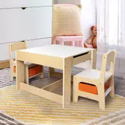 Bopeep Kids Table and Chair Set Storage Box Toys Play Activity Desk Wooden Study