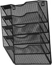 UTHCLO Mesh Magazine Holder Wall Organizer 5 Tier File Folder Holder Metal Organizer Office Document Holder Black