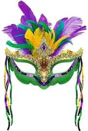 Mardi Gras Mask Masquerade Feather Mask Women,Sequin Feather Mask,Halloween