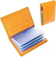 [KORUMA] RFID Blocking TAP&GO Premium Leather Slim up to 11 Credit Debit Card Designer Wallet Holder, Yellow, One, Minimalist