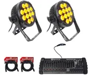 (2) Chauvet DJ SlimPar Pro W USB D-Fi LED Par Can Wash Lights + DMX Controller