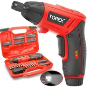 TOPEX 82 Piece Electric Screwdriver Set 6v Max Cordless Screwdriver Set CRV Screw Bits