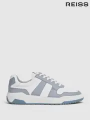 Reiss Airforce Blue Arlo Low Top Leather Trainers (D40001) | $350