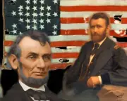 President Lincoln & Grant Painting Mousepad Computer Mouse Pad 7 x 9