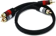 Monoprice 1.5ft Premium 2 RCA Plug/2 RCA Plug M/M 22AWG Cable - Black