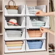 5 Pack Stackable Closet Organizer Box Stackable Storage Bins, Plastic Storage