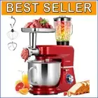 660W Tilt-Head Stand Mixer with 8.5 Quart Bowl & Multiple Attachments - Red