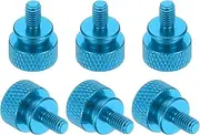 uxcell 6 Pcs M4x8mm Knurled Thumb Screw Computer Case Threaded Hand Tighten Screws Aluminum Alloy for PC Case, Light Blue