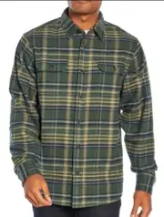 Woolrich Brawny Flannel Shirt Shacket Men 2XL Dusty Green Multi Plaid Button NWT