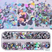 Nail Art Sequin Nails Gold And Silver Glitter Heart Shape Butterfly Maple Leaf Nail Stickers